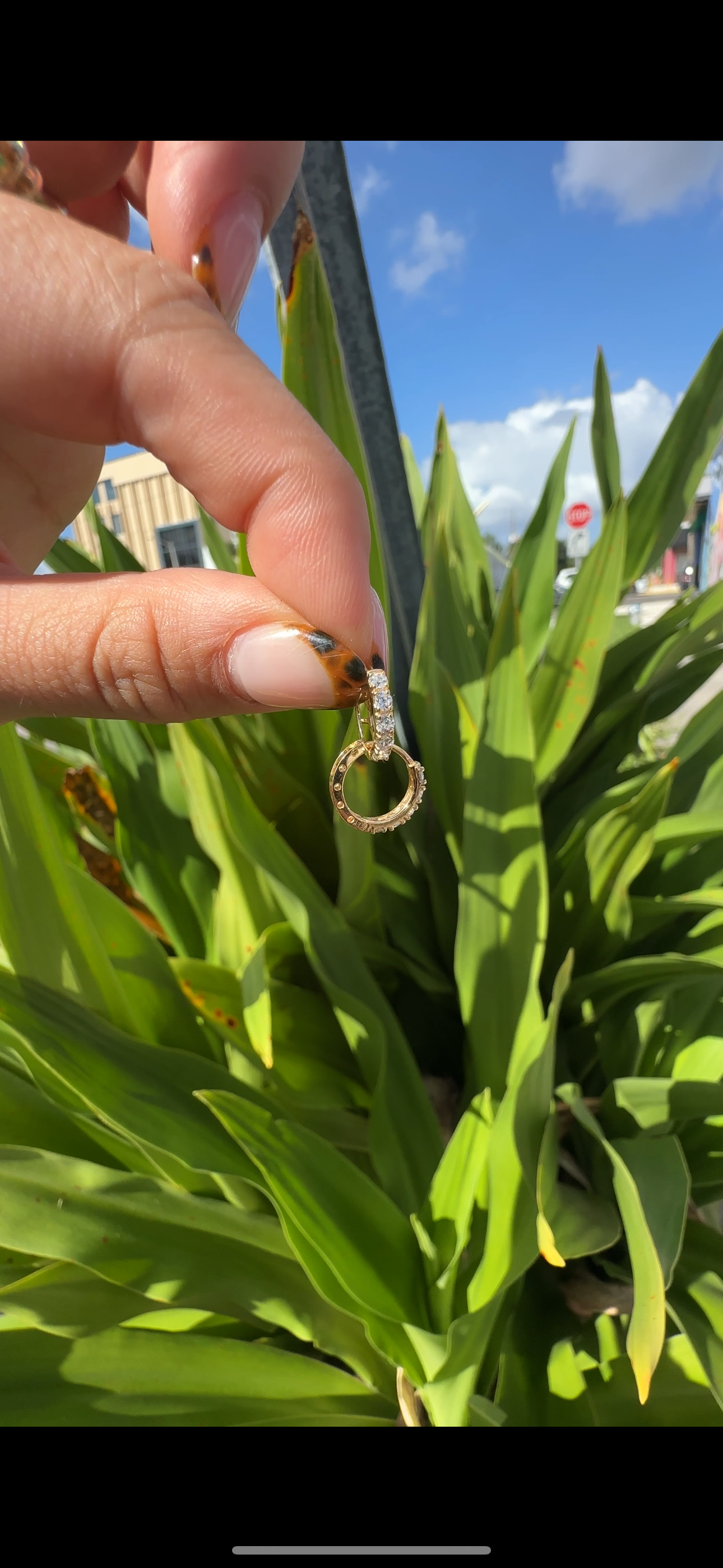 18K Yellow Gold CZ Hoop Earrings