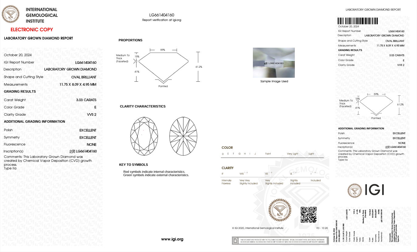 3.03 CTS E VVS2 Oval Lab Grown Engagement Ring with 14KY Diamond Band